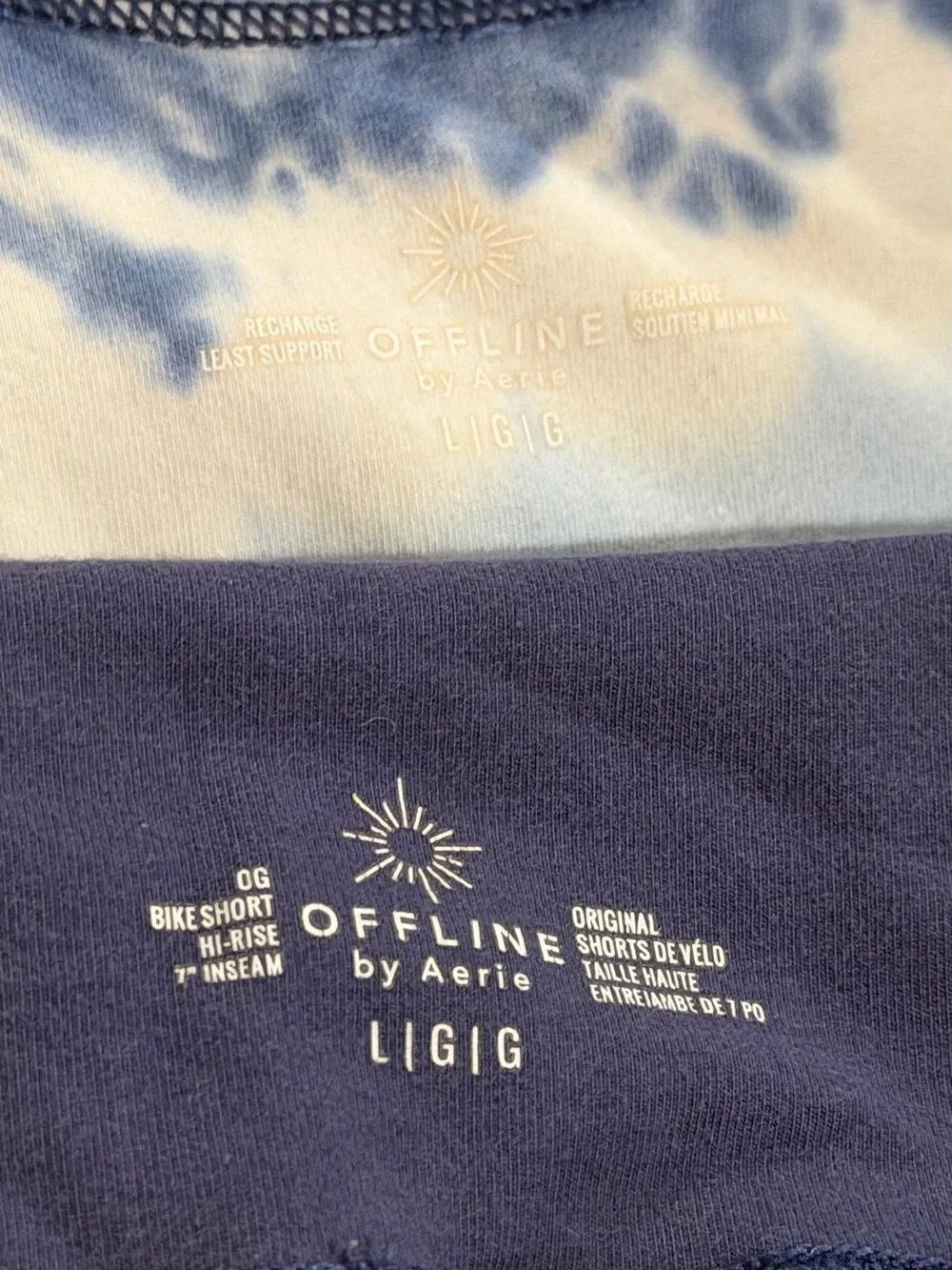 aerie Navy & White Tie-Dye Bike Shorts Set
